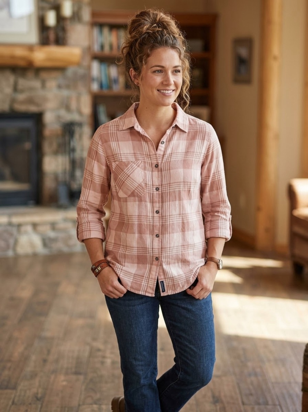 Magellan Women’s Outdoors Boyfriend Flannel Button Down Shirt Medium